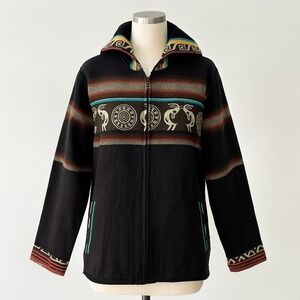 Native Sun Zip Up Hoodie Womens Medium‎ Southwestern Kokopelli Indigenous